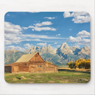 Log Cabin Near Mountain Range Mouse Pad