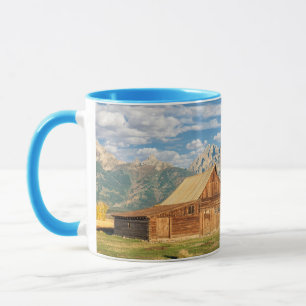 Log Cabin Near Mountain Range Mug