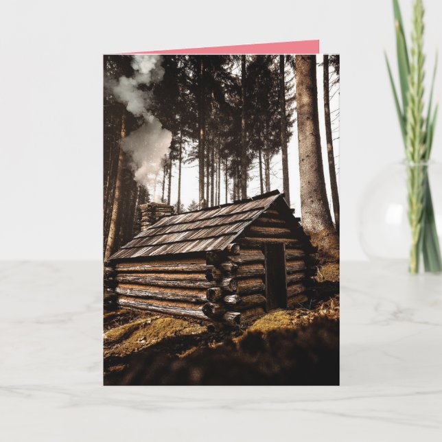 LOG CABIN OFF THE GRID CHRISTMAS CARD (Front)