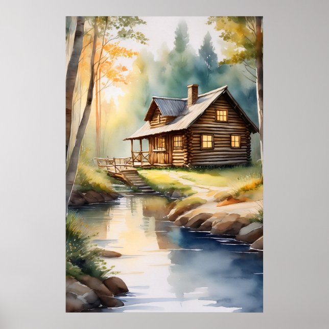 Log Cabin on River 4 Poster (Front)