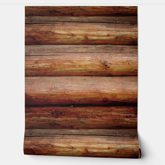 LOG CABIN PEEL AND STICK WALLPAPER (Unrolling)
