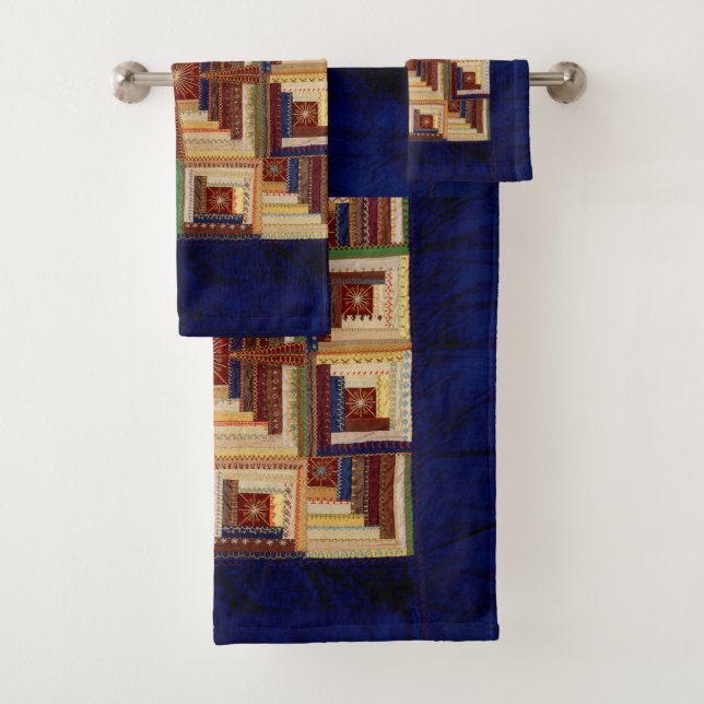 Log Cabin quilt Bath Towel Set (Insitu)