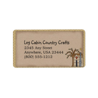 Log Cabin Rustic Primitive Country Label