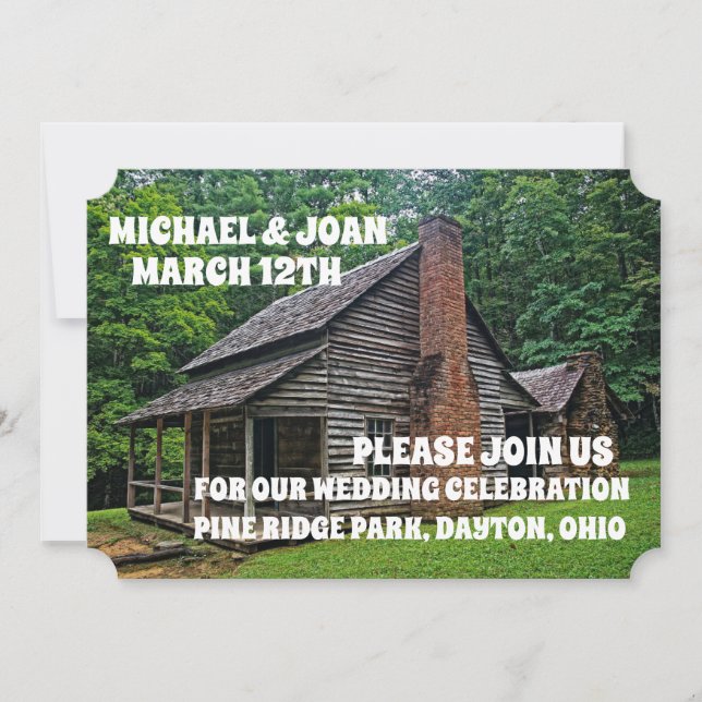 LOG CABIN WEDDING INVITATIONS PERSONALIZED (Front)