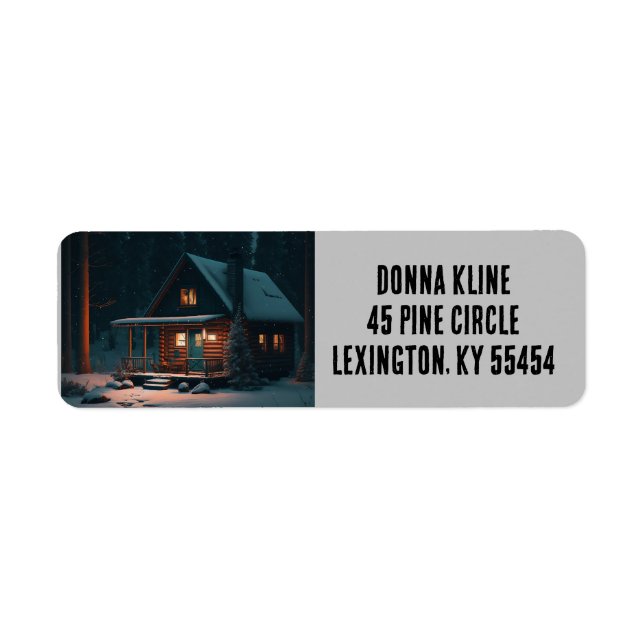 LOG CABIN WINTER SNOW RETURN ADDRESS LABELS (Front)