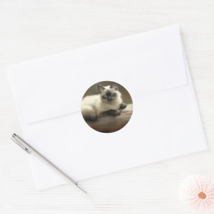 Log Lounger Siamese Kitten Classic Round Sticker
