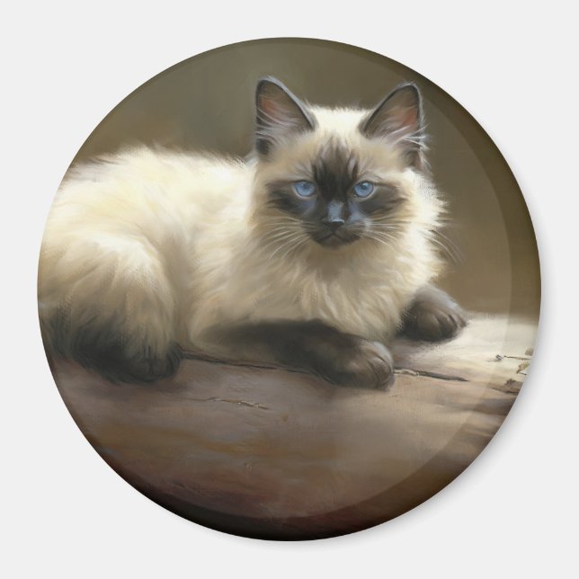 Log Lounger Siamese Kitten Magnet (Front)