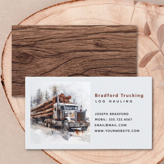 Log Trucking Long Haul Trucker Company Business Card (Creator Uploaded)