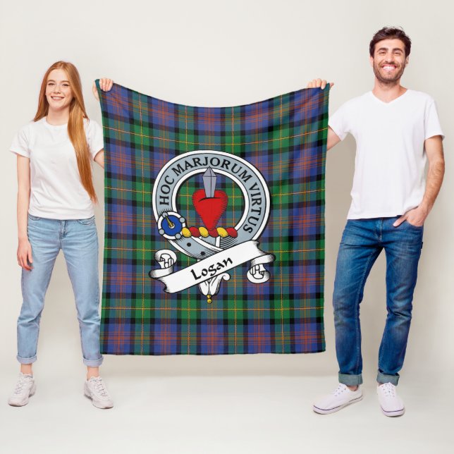 Logan Ancient Clan Badge Tartan Plaid Fleece Blanket (In Situ)