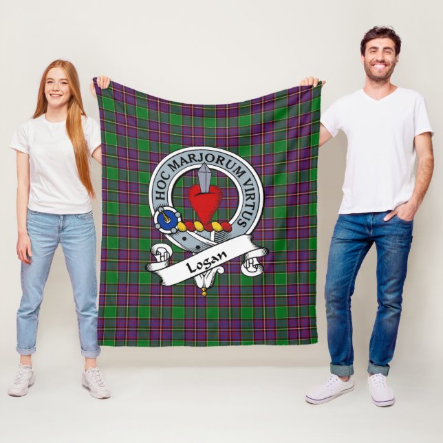 Logan Clan Badge Tartan Plaid Fleece Blanket (In Situ)