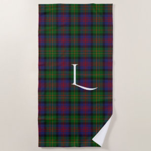 Logan Clan Tartan Plaid Monogram Beach Towel