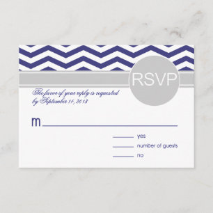 Logan & Derek RSVP   navy grey BASIC WHITE PAPER Card