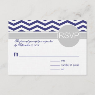 Logan & Derek RSVP   navy grey LINEN PAPER Card