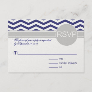 Logan & Derek RSVP navy grey METALLIC ICE PAPER Card