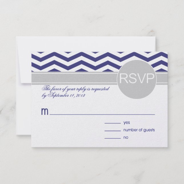 Logan & Derek RSVP | navy grey METALLIC ICE PAPER Card (Front)