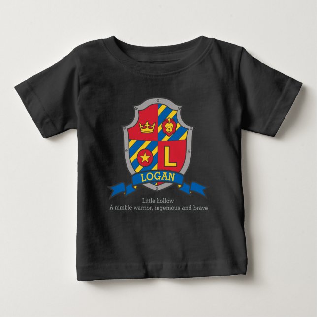 Logan name meaning crest knights shield baby T-Shirt (Front)