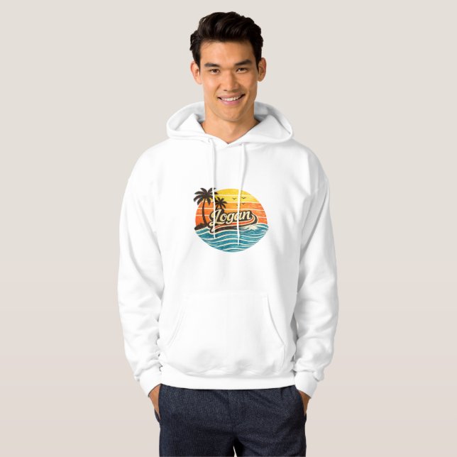 Logan Retro Sunset Name Design Hoodie (Front Full)