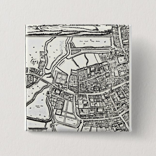 Loggan's map of Oxford, Eastern Sheet 15 Cm Square Badge (Front)