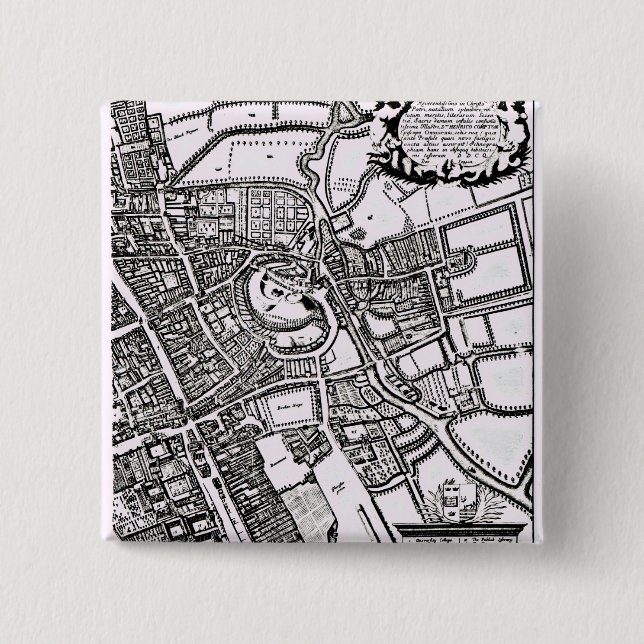 Loggan's map of Oxford, Western Sheet 15 Cm Square Badge (Front)