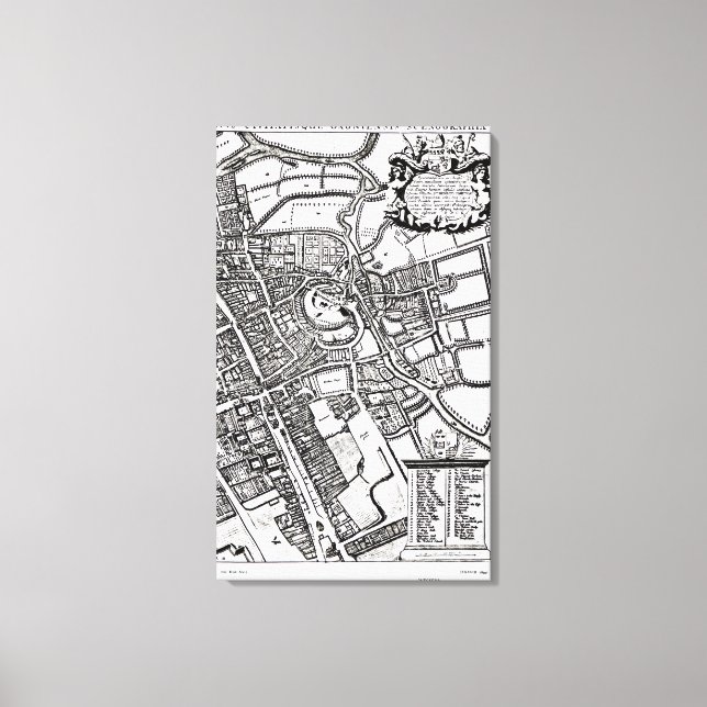 Loggan's map of Oxford, Western Sheet Canvas Print (Front)