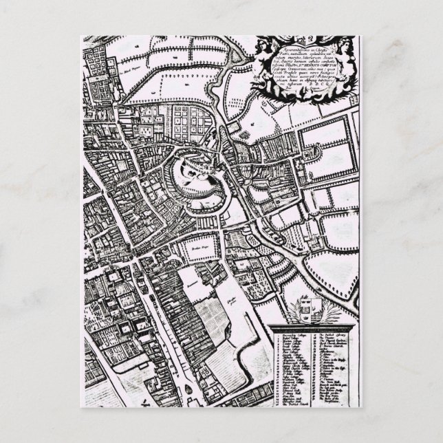 Loggan's map of Oxford, Western Sheet Postcard (Front)