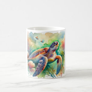 Loggerhead Sea Turtle 010824AREF108 - Watercolor Coffee Mug