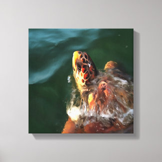 Loggerhead Sea Turtle Artistic Portrait Canvas Print