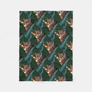 Loggerhead Sea Turtle Artistic Portrait Fleece Blanket