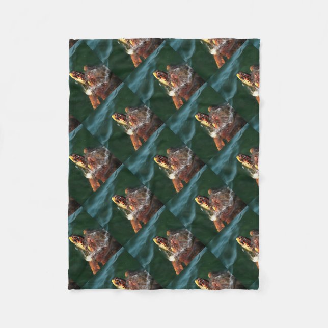 Loggerhead Sea Turtle Artistic Portrait Fleece Blanket (Front)