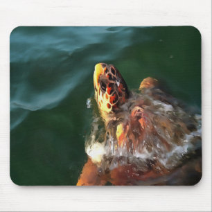 Loggerhead Sea Turtle Artistic Portrait Mouse Pad