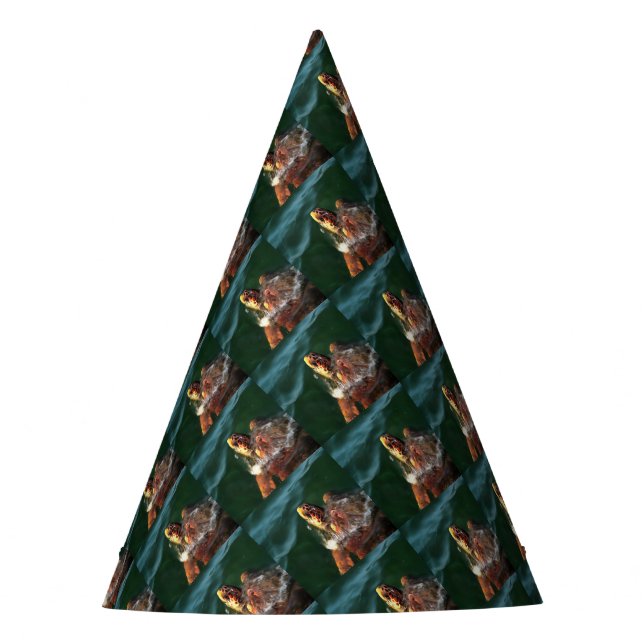 Loggerhead Sea Turtle Artistic Portrait Party Hat (Front)