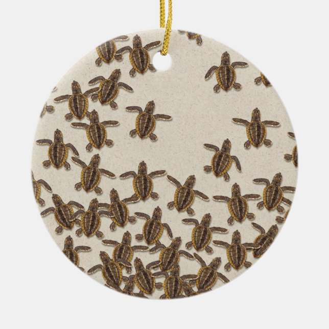Loggerhead Sea Turtle Hatchlings Melamine Plate Ceramic Tree Decoration (Front)