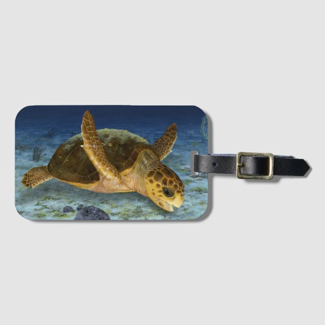 Loggerhead Sea Turtle in Habitat Luggage Tag (Front Horizontal)