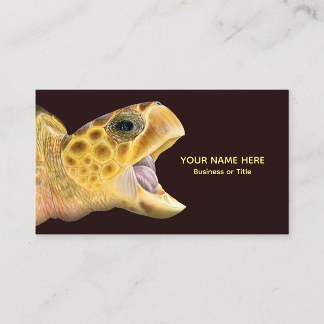 Loggerhead Sea Turtle Open Mouth Business Card (Front)
