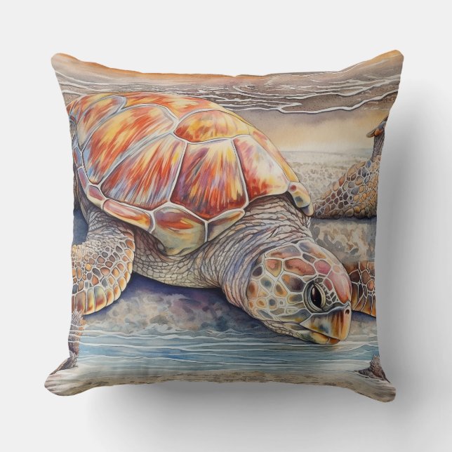 Loggerhead Sea Turtle Relaxing on a Beach Cushion (Front)