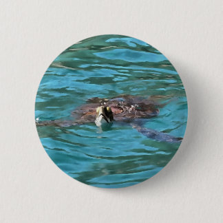 Loggerhead Sea Turtle Wildlife Art 6 Cm Round Badge
