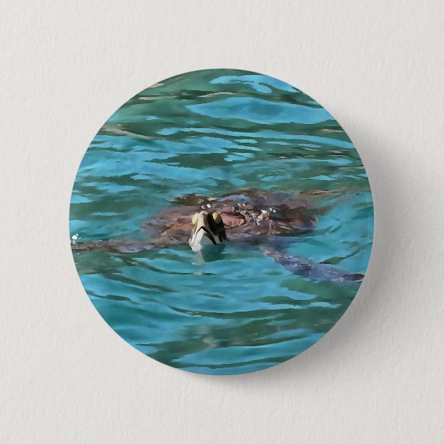 Loggerhead Sea Turtle Wildlife Art 6 Cm Round Badge (Front)