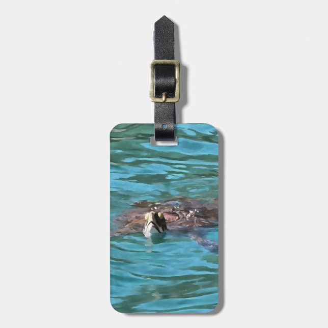 Loggerhead Sea Turtle Wildlife Art Luggage Tag (Front Vertical)