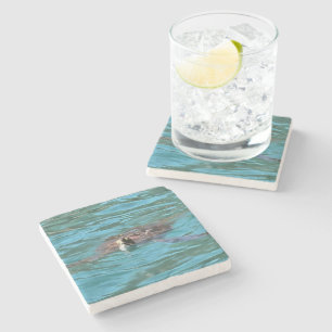 Loggerhead Sea Turtle Wildlife Art Stone Coaster