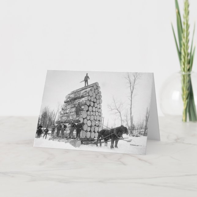 Loggers At Work, 1890 Card (Front)