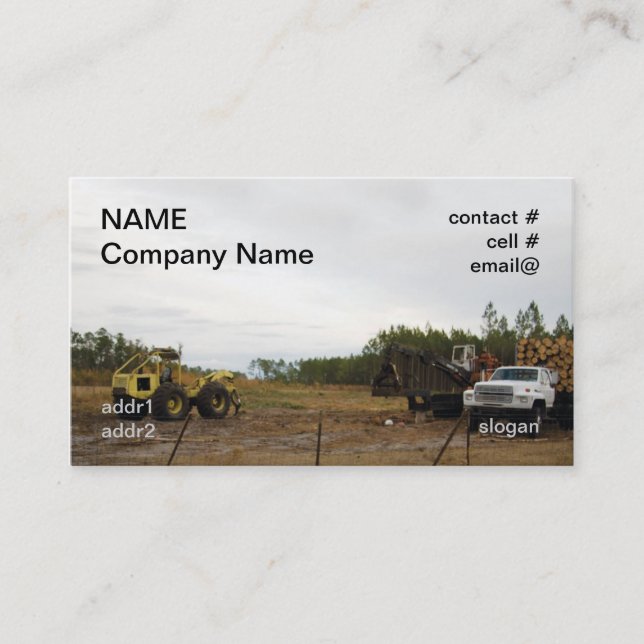 logging equipment on the deck business card (Front)