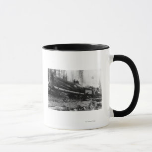 Logging Train carrying men and Mug
