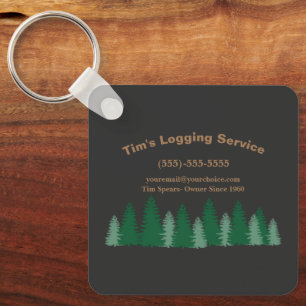 Logging Tree Cutting Service Business Key Ring