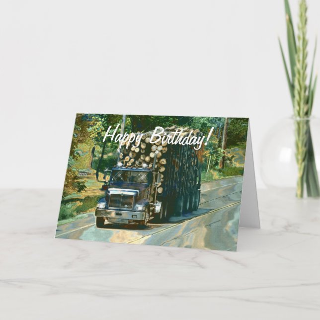 LOGGING TRUCK 2 Cool Trucker Birthday Cards (Front)