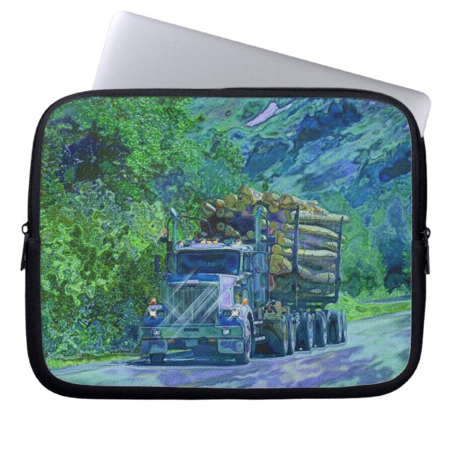 Logging Truck Driver's Arty Laptop Sleeve (Front)