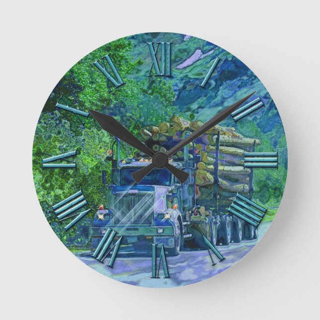 Logging Truck Lumber Haulage Wall Clock (Front)