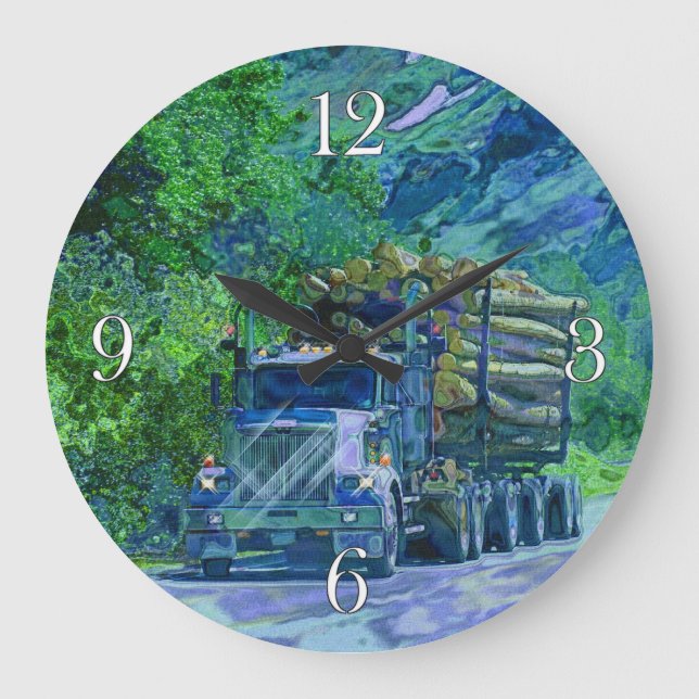 Logging Truck Lumber Haulage Wall Clock (Front)