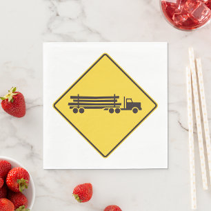 Logging Truck Warning Sign Transport Road Safety Napkin