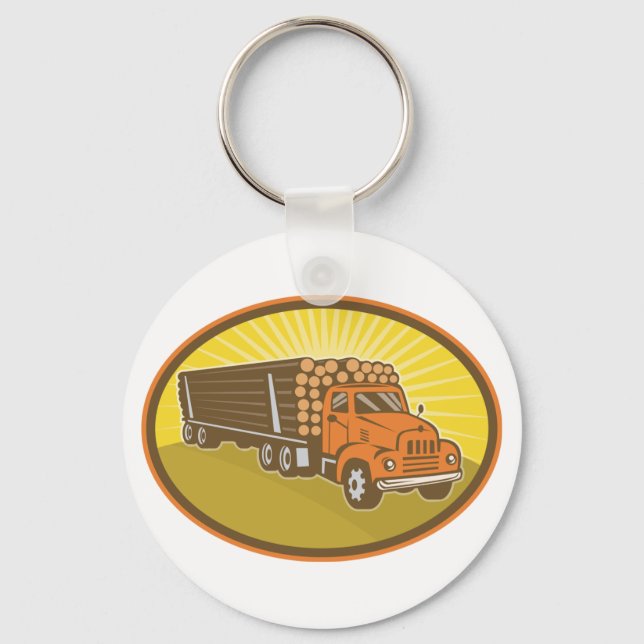 Logging Truck Wood Transport Hauler Key Ring (Front)