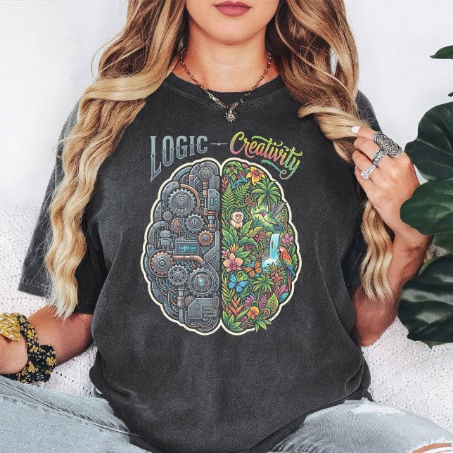Logic Vs Creativity Brain Design T-Shirt (Creator Uploaded)